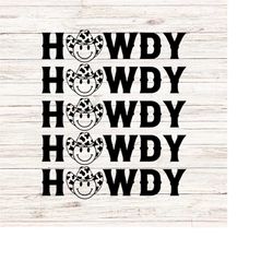 Howdy Smile Face svg Disco Cowgirl svg Cowboy Hat svg Cow Print svg Western PNG Clip Art Digital Files Transparent Backg