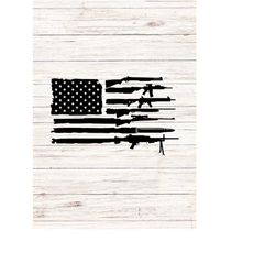 Gun Rifle Hunting AR American Flag Shooting SVG/PNG Digital Files Download Instant Clip Art Transparent Background