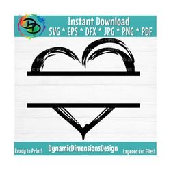 Heart, Instant Digital Download, svg, dxf, eps, png, jpg, Hand Drawn, Scribble, Monogram, Name Frame, Cricut, Silhouette