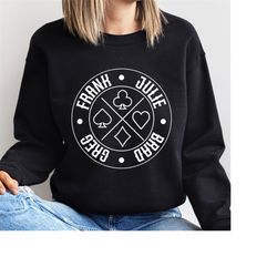 CUSTOM Group Sweatshirt for card player Group, Personalized poker or black jack team sweater for card game group jumper