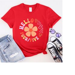 Hello Grade Four/Five Retro Flower Teacher T-Shirt, teacher shirt, teaching tee, gift for teacher, teacher gift, womens