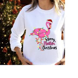 Christmas Animal 'Flamingo' Sweatshirt for Funny Christmas Party Jumper, Womens Christmas Sweater, Mens Xmas Crew.