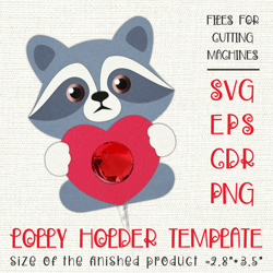 Raccoon Lollipop Holder | Valentines Paper Craft Template SVG