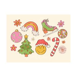 Groovy Christmas Doodles PNG-Christmas Sublimation Digital Design Download-hippie christmas png, christmas tree png, ice