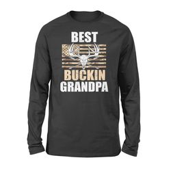 Best Buckin Grandpa American Flag 4Th July Camo Hunting Shirts, Deer Skull Hunting Shirt, Gift For Grandfather, Grandpa