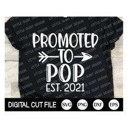Promoted to Pop 2021 Svg, Grandpa Svg, New Grandpa Shirt Design, Promoted To Grandpa, Gift For Pop, Dxf, Svg Files For C