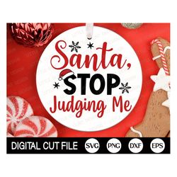 Funny Christmas Ornament SVG, Santa, Stop Judging Me Svg, Silly Christmas Quotes Svg, Holiday, Merry Christmas Shirt, Sv