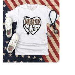 Leopard Nurse Stethoscope Shirt, Nurse Life Shirt,Registered Nurse Shirt, RN Shirts, Nurse Week Shirt, CNA Shirt, Nursin