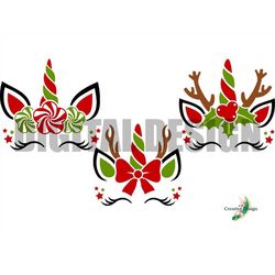 Christmas Holiday Unicorn Bundle SVG PNG Cricut Silhouette Sublimation Digital Design Xmas