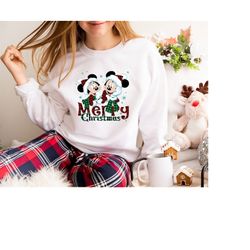 Vintage Mickey And Minnie Christmas Sweatshirt,Disney Christmas Sweatshirt, Christmas Sweatshirts for Women, Merry Chris
