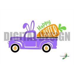 Easter Bunny Purple Truck With Carrot Design T-Shirt Tumbler SVG PNG Cricut Silhouette