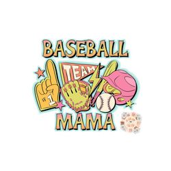 Baseball Mama PNG-Retro Sublimation Digital Design Download-preppy mom png, trendy png,  baseball png, mom png, png for