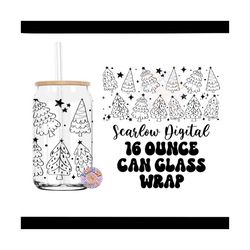Christmas Trees Can Glass Wrap SVG Digital Design Download, funky christmas can glass wrap, 16 ounce can glass wrap, chr
