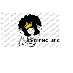 Black Queen SVG, Afro queen, Black Woman, Afro lady, instant download svg png jpg
