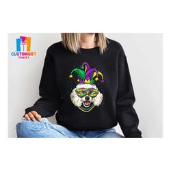 Mardi Gras Dog Sweatshirt, Fleur De Lis, Purple Green Gold, Festival Shirt, New Orleans Shirt, Mardi Gras Party Shirt, D