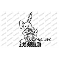 Eggcellent Easter Bunny Coloring SVG, Coloring Page, Digital Cut File, Sublimation, Instant Download svg png jpg