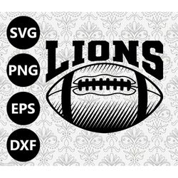 Lions Football Shading Silhouette Team Clipart vector svg file for cutting with Cricut, Sublimation Png and Svg for Shir