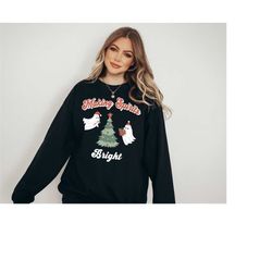 Making Spirits Bright Ghost Sweater, Vintage Christmas, Christmas Sweatshirt, Women's Cute Santa Xmas Graphic Pullover,