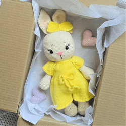 rabbit bunny crochet amigurumi  toy gift for baby girl  and bow amigurumi doll easter for kids