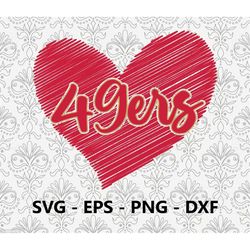 49ers Football Love svg, eps, png, dxf, pdf, layered file, Ready For Silhouette Cricut and Sublimation, Svg Files