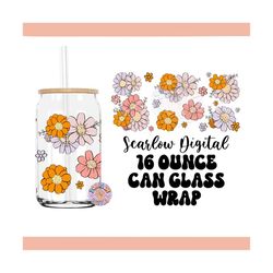 floral bouquet glass can wrap png digital design download, can glass wrap png, girly can glass png, boho cup wraps, can