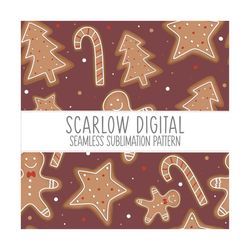 Seamless Gingerbread Cookie Pattern-Christmas Sublimation Design Download- christmas cookie designs-gingerbread cookie s