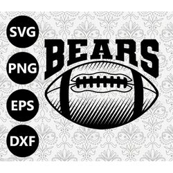 Bears Football Shading Silhouette Team Clipart vector svg file for cutting with Cricut, Sublimation Png and Svg for Shir
