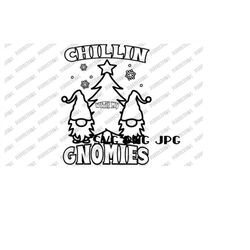 Chillin With My Gnomies SVG, Coloring Page, Coloring SVG, Digital Image Instant Download svg png jpg