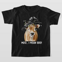 Moo I Mean Boo Shirt, Halloween Shirt, Halloween Cow Shirt, Witch Shirt, Funny Halloween Shirt