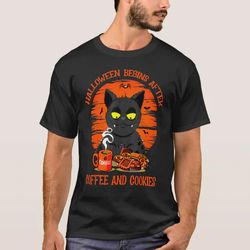 Halloween Begins After Coffee And Cookies Cat Shirt, Halloween Cat Shirt, Coffee Cat Shirt, Cookies Cat Shirt, Halloween