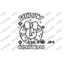 Merry Christmas Coloring SVG, Coloring Page, Coloring T-shirt Design, Christmas svg, Cut File, Sublimation, Printable, s