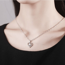 Women's Blue Purple CZ Heart Pendant Necklace
