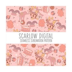 Circus Seamless Pattern-Ringmaster Sublimation Digital Design Download-clown png designs, circus elephant png, boho subl