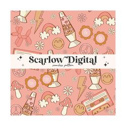 Groovy Seamless Pattern Sublimation Digital Design Download, hippie seamless file, cottagecore seamless, happy seamless,