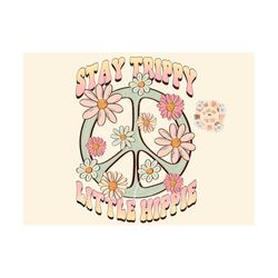 Stay Trippy Little Hippie PNG-Groovy Sublimation Digital Design Download-kids png, little girl png, peace sign png, peac