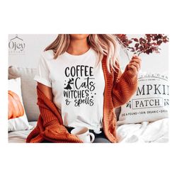 Coffee Cats Witches Spell Shirt, Funny Halloween Shirt, Halloween Cat Shirts, Witch Shirt, Halloween Shirt, Cat Hallowee