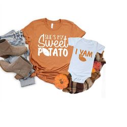 Mommy and Me Shirts, He / She Is My Sweet Potato Shirt | Funny Mom Daughter Son Matching Shirt | Mom Toddler Youth Baby