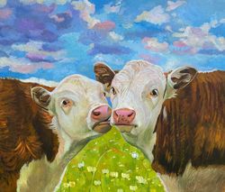 Cow original painting Animal artwork  oil painting hand-painted