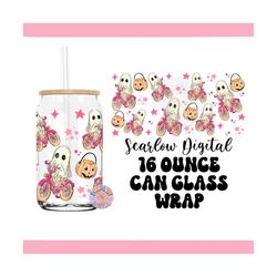 Ghost Bicycle Glass Can Wrap PNG-Halloween 16 oz. Can Glass Sublimation Digital Design Download-spooky can glass png, fa