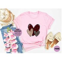 3 Doodle Heart Valentines Shirt, Leopard Heart Shirt, Cute Valentines Day Shirt, Leopard Shirt, Cute Heart Shirt Unisex,