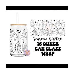 christmas trees can glass wrap svg digital design download, funky christmas can glass wrap, 16 ounce can glass wrap, chr