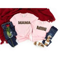 Mama and Mini Matching Shirts, Mama and Mini Leopard T-Shirt, Mommy and Me Matching Shirts, Comfort Colors Mama Shirt, M