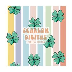 Saint Patrick's Day Seamless Pattern Digital Design Download, shamrock seamless file, striped digital paper, st patty da