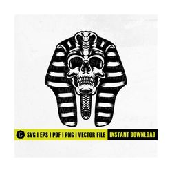 Pharaoh Skull SVG | Ancient Egypt SVG | Egyptian Religion SVG | Tomb Afterlife Underworld | Cut Files Clipart Vector Dig