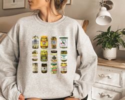 Vintage Canned Pickles Sweatshirt, Pickle Lovers Hoodie, Canning hot peppers, Pickle Crewneck Sweatshirt, Refrigerator p