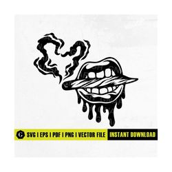 Lips with cannabis joint svg | Lips Smoking Weed Svg | Smoking Lips Svg | Cannabis Svg | Lips illustration | Smoking Blu