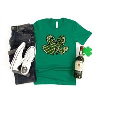 St Patricks Day Shirt,Leopard Shamrock Shirt,Hearth Shirt, St. Patty's Shirt,Irish Shirt,Shenanigans Drinking Shirt,Fami