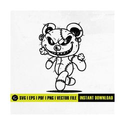 evil teddy bear svg | scar face bandage svg | teddy bear svg | scary bear svg | cricut & silhouette | printables | png d