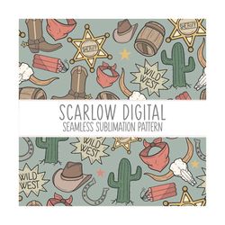 Seamless Western Pattern-Cowboy Sublimation Design Download-cowboy boot design, country seamless, western sublimation, y