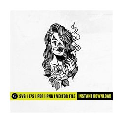 Gangster Girl Svg Files | Gangster Svg | Chicano Art | Chicano Svg | Sexy Clown Woman Female Face Tattoo Design | Tattoo